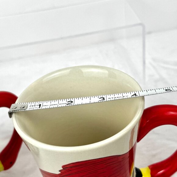 Set 2 Pier 1 Sculpted Fanni Flamingo 3D Red White Coffee Mug Tall 16 oz Hand Pai - Picture 12 of 12